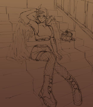 €25 (clean sketch fullbody + complex bg)